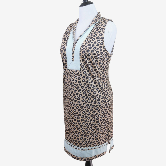 Simply Southern Size L Tunic Dress Knit Collared Prep Leopard Print - Picture 1 of 10